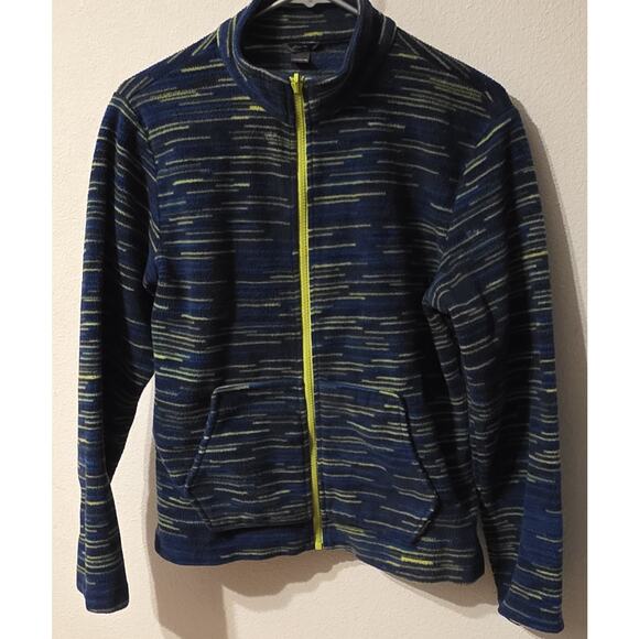 Eddie Bauer Kids Size Large (14/16) Space Dye Full Zip Fleece Blue Green Neon - Picture 1 of 8